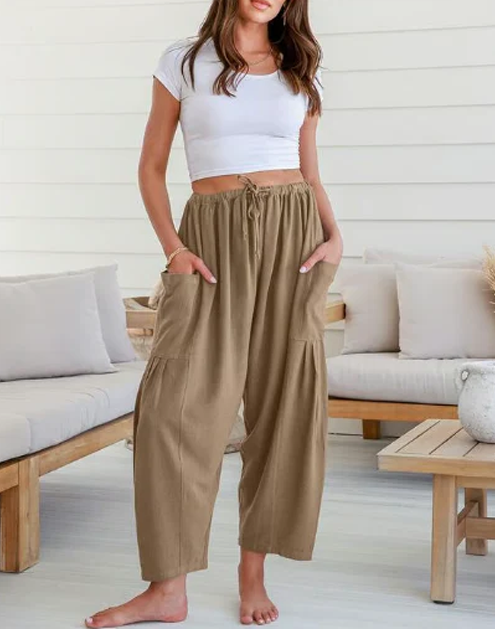 Womens Linen Wide Leg Pants