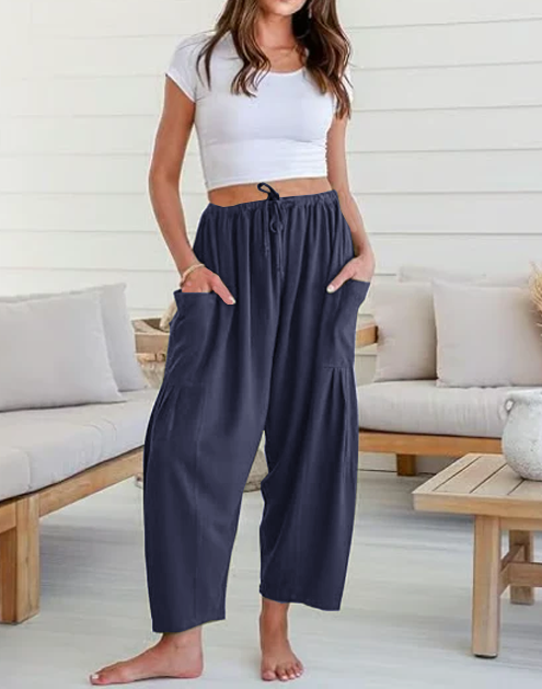 Womens Linen Wide Leg Pants