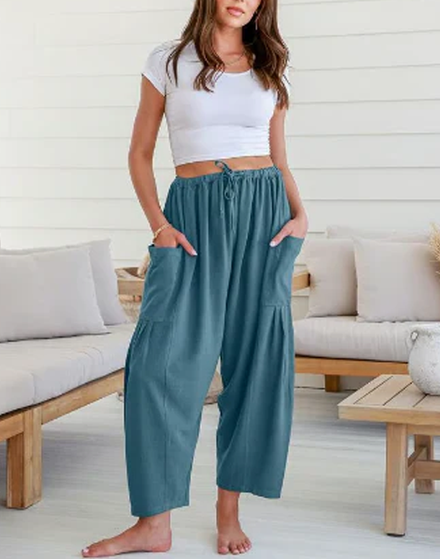 Womens Linen Wide Leg Pants