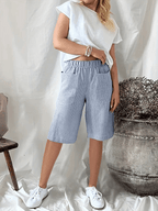 Retro Art Stripe Jacquard Loose Casual Cropped Pants