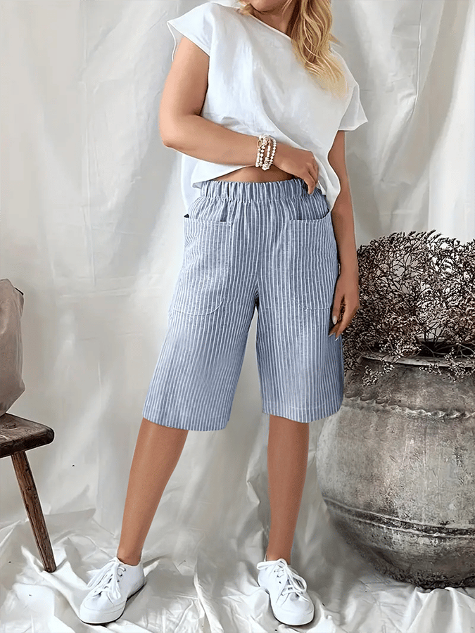 Retro Art Stripe Jacquard Loose Casual Cropped Pants