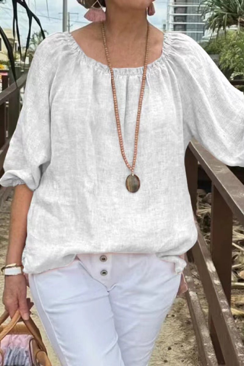 Casual Solid Color Basic O Neck Tops