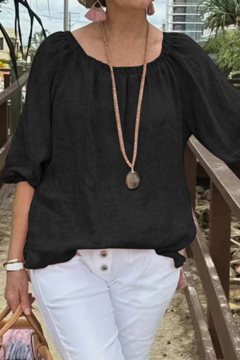 Casual Solid Color Basic O Neck Tops