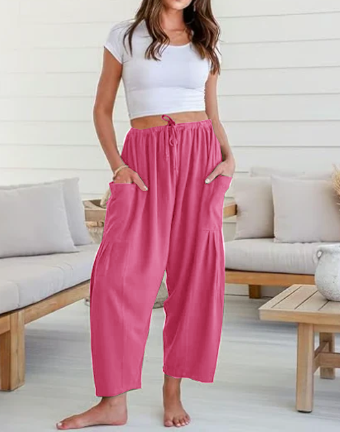 Womens Linen Wide Leg Pants