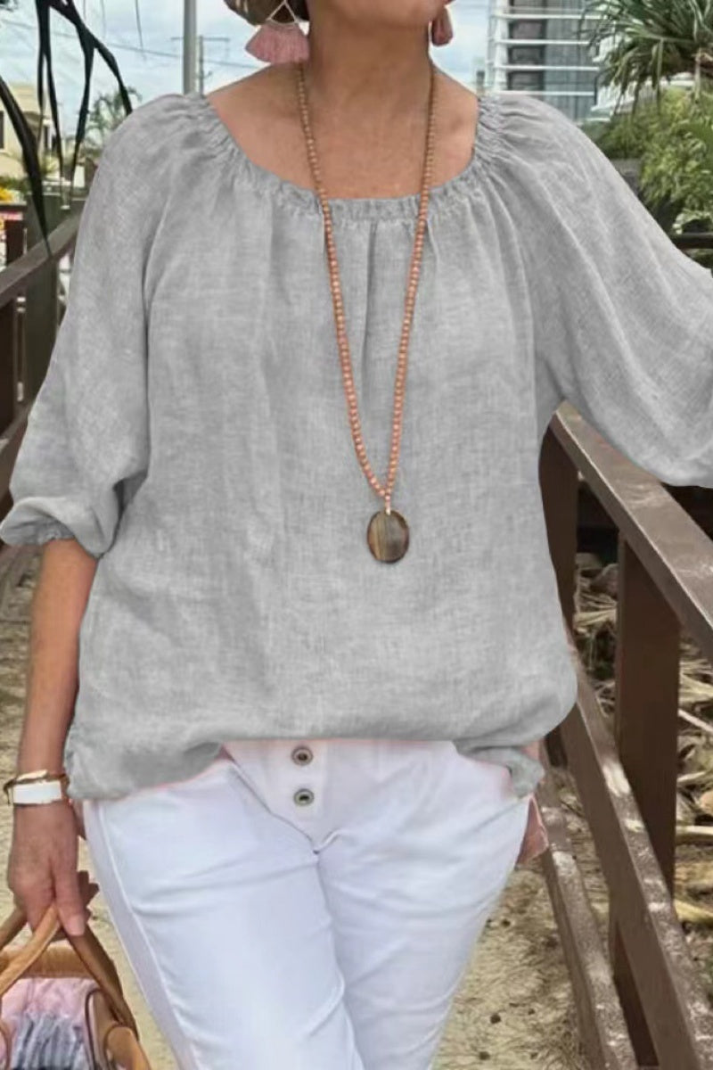 Casual Solid Color Basic O Neck Tops