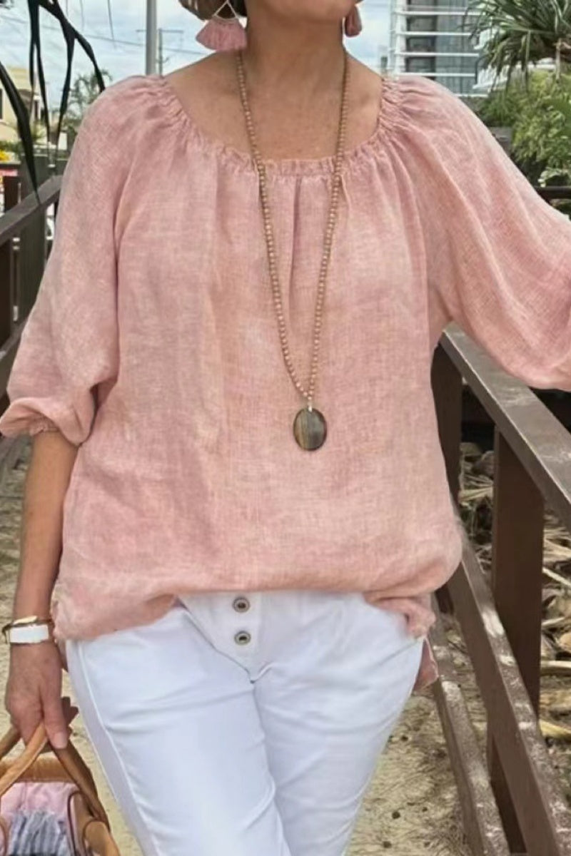 Casual Solid Color Basic O Neck Tops