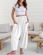 Womens Linen Wide Leg Pants