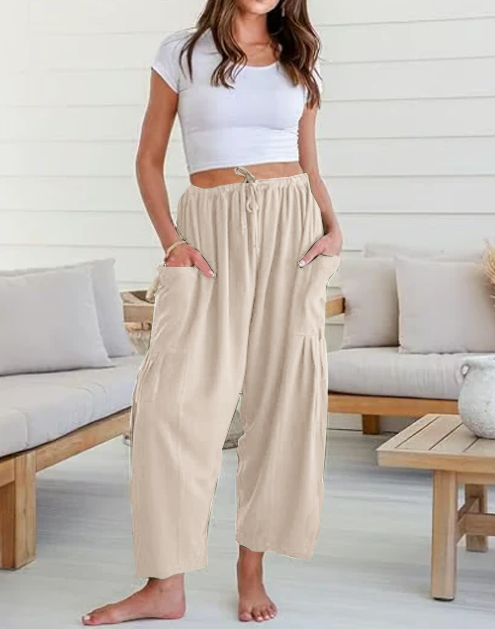 Womens Linen Wide Leg Pants