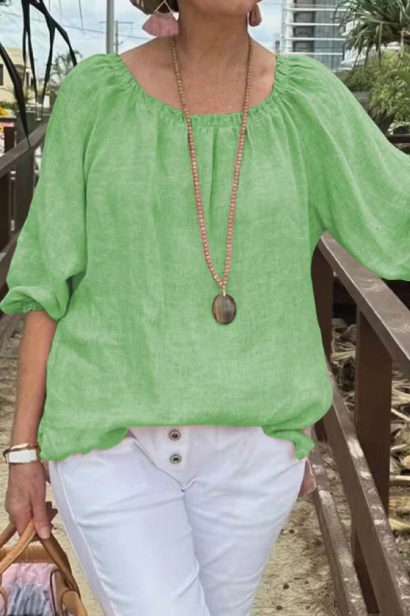 Casual Solid Color Basic O Neck Tops