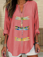 Women's Dragonfly Print Casual Shirt