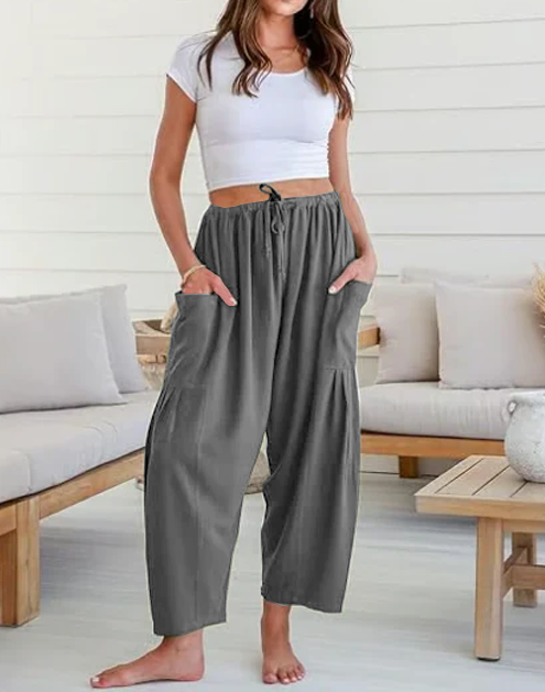 Womens Linen Wide Leg Pants