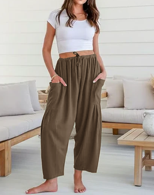 Womens Linen Wide Leg Pants