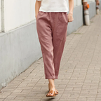 Women's Cotton Linen Solid Color Loose Pocket Harem Pants