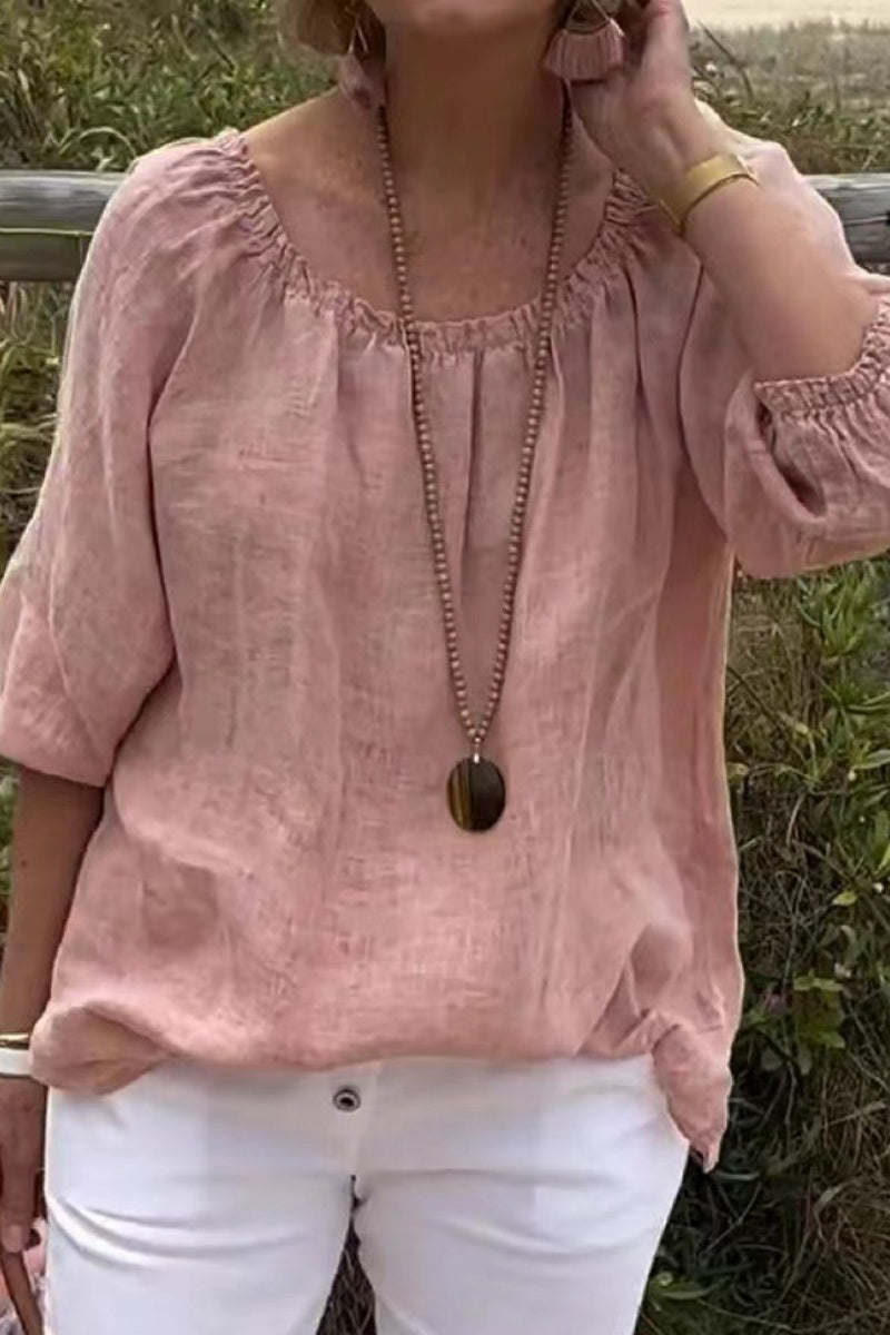 Casual Solid Color Basic O Neck Tops