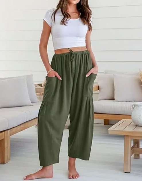 Womens Linen Wide Leg Pants