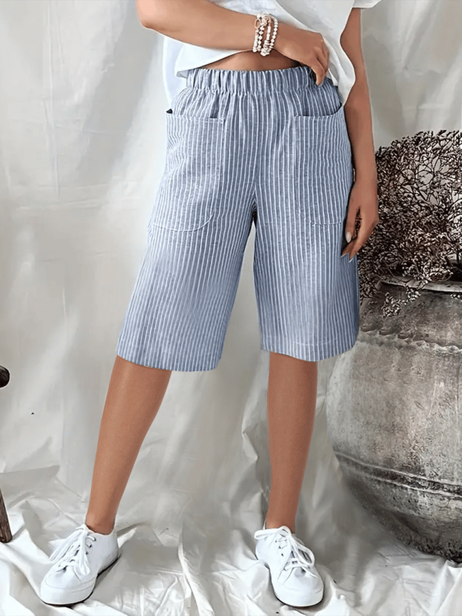 Retro Art Stripe Jacquard Loose Casual Cropped Pants