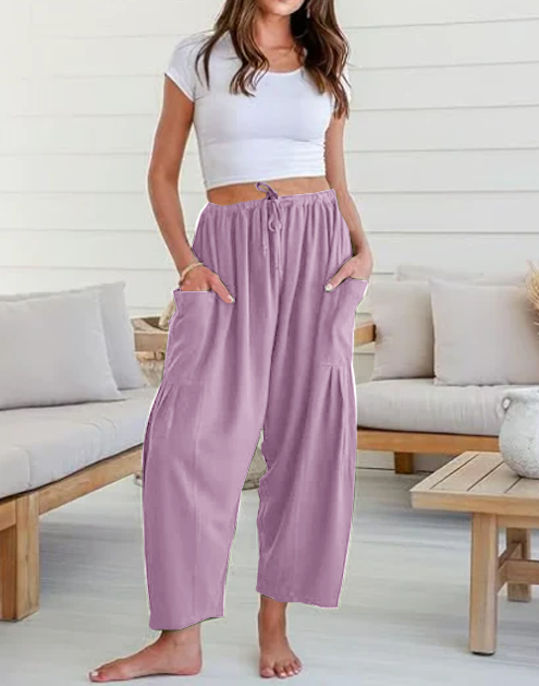 Womens Linen Wide Leg Pants