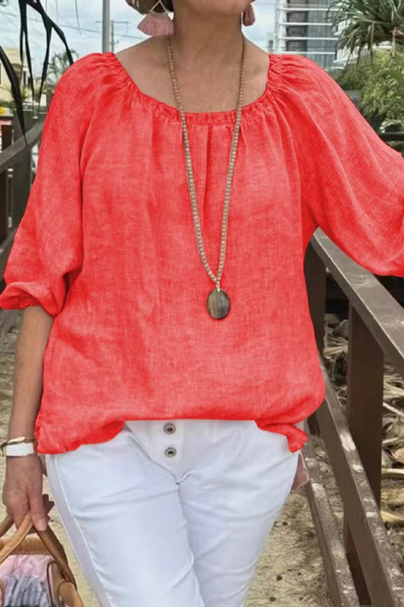 Casual Solid Color Basic O Neck Tops